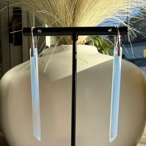 Handcrafted Selenite Sterling Silver Linear  Dangle Earrings